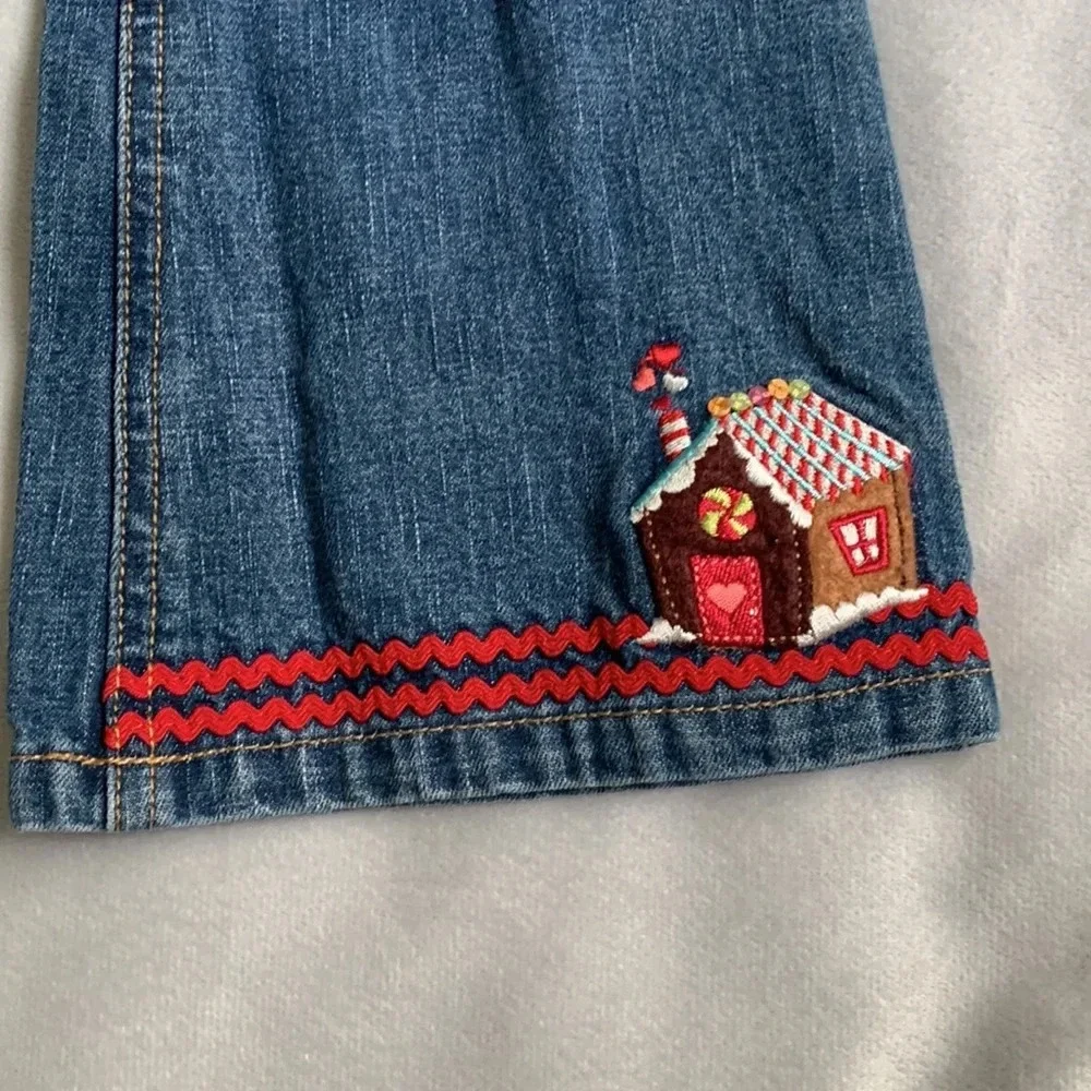 Gymboree size 5t girls flare jeans Gingerbread house embroider sugar and spice
